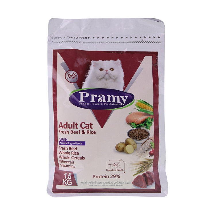 عکس بسته بندی غذای خشک گربه پرامی مدل Adult Cat وزن 1.5 کیلوگرم 