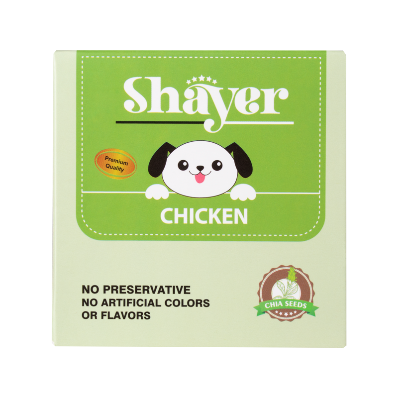  عکس تبلیغاتی جعبه کنسرو غذای توله سگ شایر مدل Chicken وزن 120 گرم 