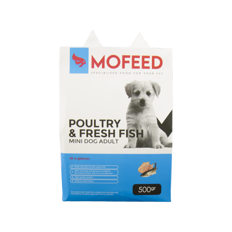 غذای خشک سگ نژاد کوچک مفید با طعم مرغ و ماهی وزن 500 گرم 