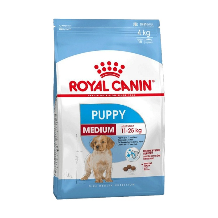 تصویر ویژگی‌های غذای خشک توله سگ مدیوم رویال کنین Royal Canin Medium Puppy وزن 4 کیلوگرم
