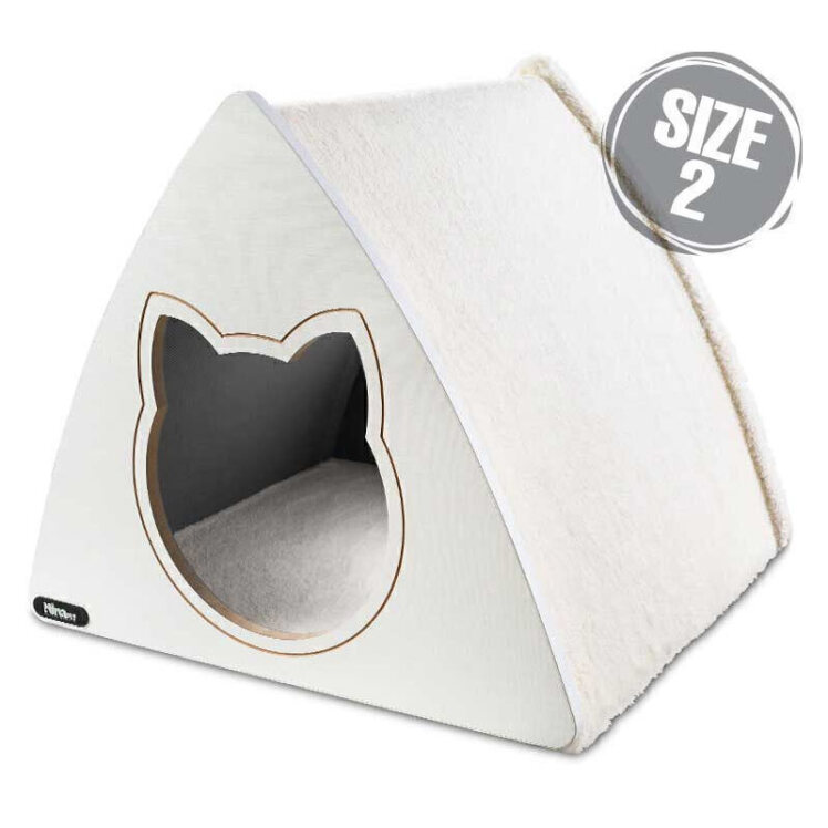 تصویر لانه سه گوش گربه نیناپت سایز 2 رنگ شیری