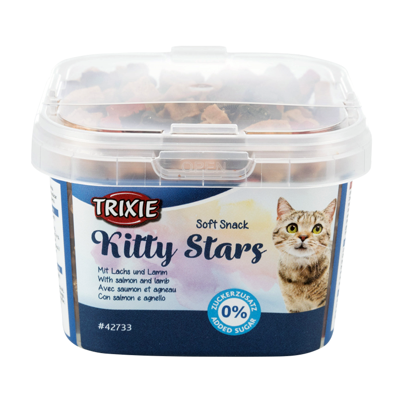  عکس بسته بندی تشویقی نرم گربه تریکسی مدل Kitty Stars وزن 140 گرم 