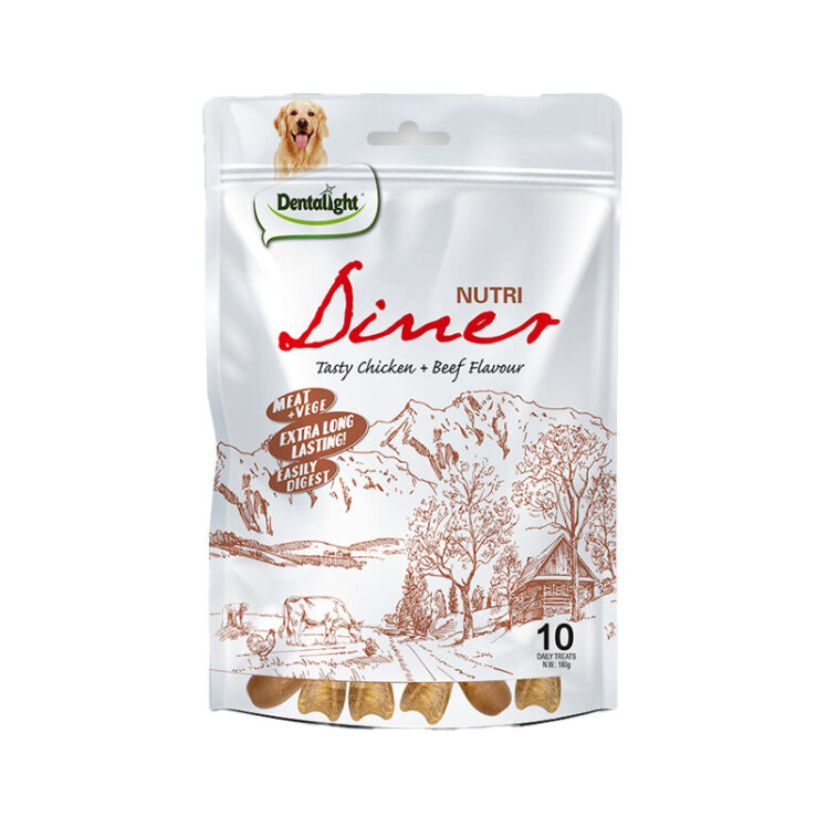 تصویر تشویقی سگ نوتری دینر گناولرز با طعم مرغ و گوشت گاو Dentalight Nutri Diner With Tasty Chicken & Beef Flavour وزن 18