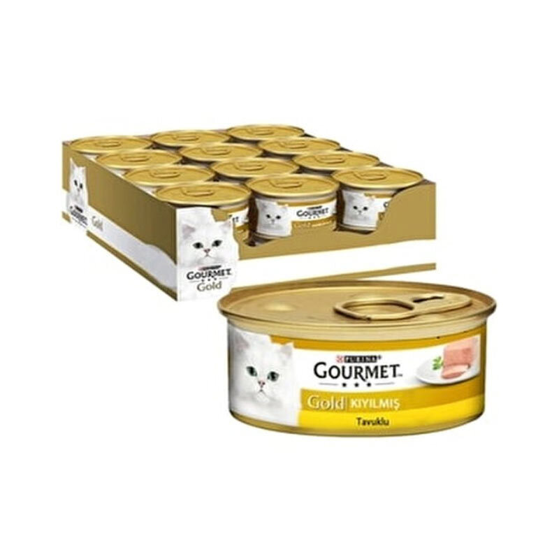  تصویر کنسرو غذای گربه با طعم گوشت مرغ گورمت گلد Gourmet Gold Chicken Pack بسته 24 عددی 