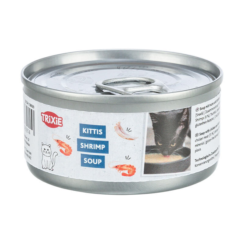  عکس بسته بندی کنسرو گربه تریکسی با طعم میگو Trixie Shrimp Soup وزن 80 گرم 