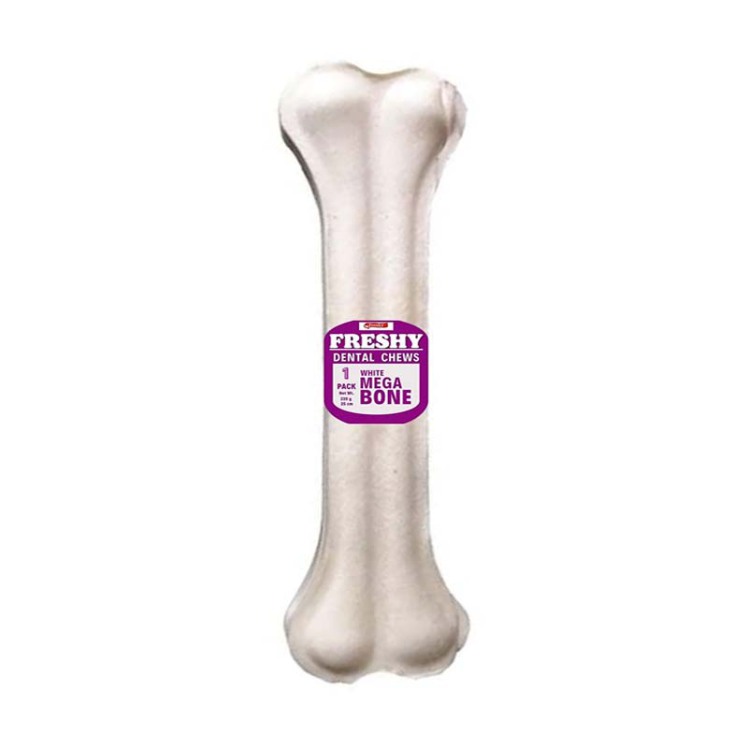 استخوان تشویقی دنتال سگ فرشی Freshy Dental White Mega Bones وزن 220 گرم از نمای رو به رو