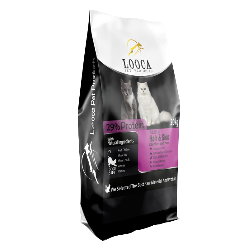  عکس روی بسته بندی غذای خشک گربه لوکا مدل Hair & Skin وزن 2 کیلوگرم 