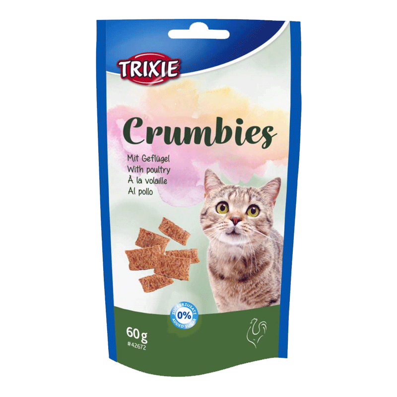 تصویر تشویقی بیسکویتی گربه تریکسی مدل Crumbies با طعم گوشت پرندگان وزن 60 گرم 