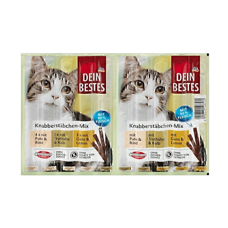 تصویر تشویقی مدادی گربه دین بستس با سه طعم Dein Bestes Snacks Nibble-Stick Mix وزن 50 گرم