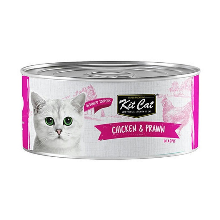 تصویر کنسرو غذای گربه کیت کت با طعم مرغ و میگو KitCat Chicken & Prawn وزن 80 گرم