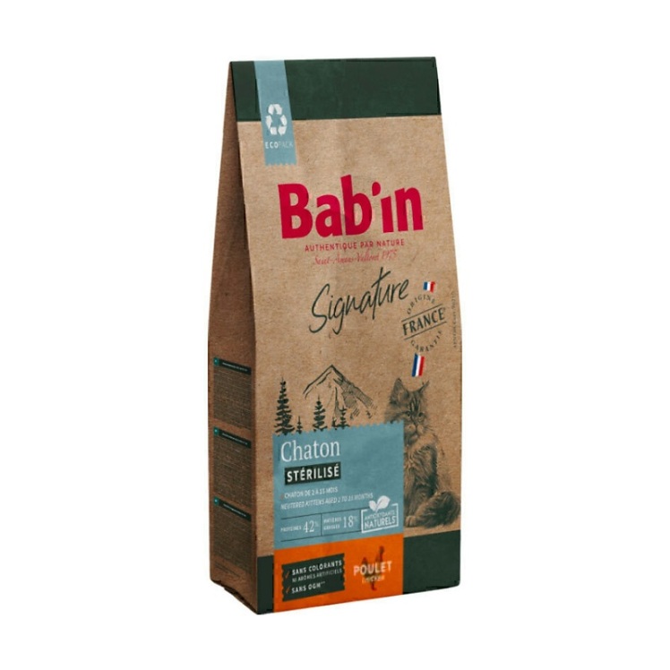 تصویر بسته بندی قدیمی غذای خشک بچه گربه عقیم شده بابین Babin Kitten Sterilised وزن 1.5 کیلوگرم