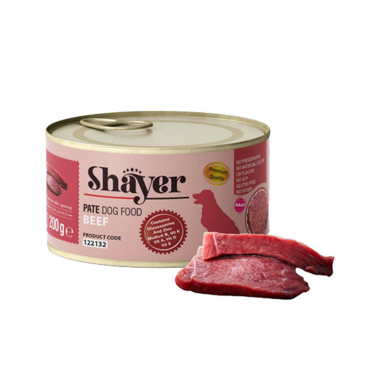  تصویر 1 کنسرو پته سگ با طعم گوشت قرمز شایر Shayer Pate With Beef وزن 200 