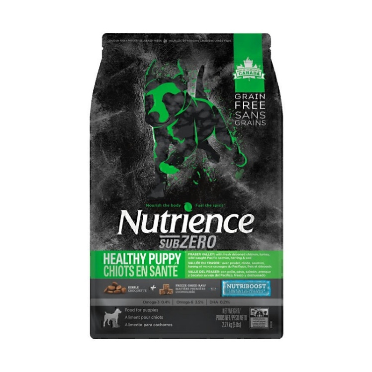 تصویر غذای خشک توله سگ نوترینس با طعم مرغ Nutrience Subzero Puppy Fraser Valley وزن 10 کیلوگرم از نمای پهلو