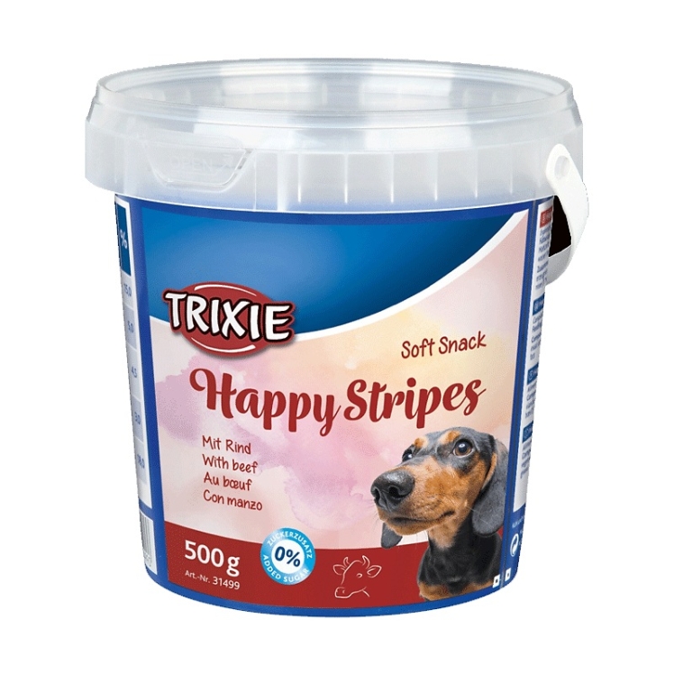 تصویر محتویات تشویقی سگ تریکسی با طعم گوشت Trixie Happy Stripes وزن 500 گرم