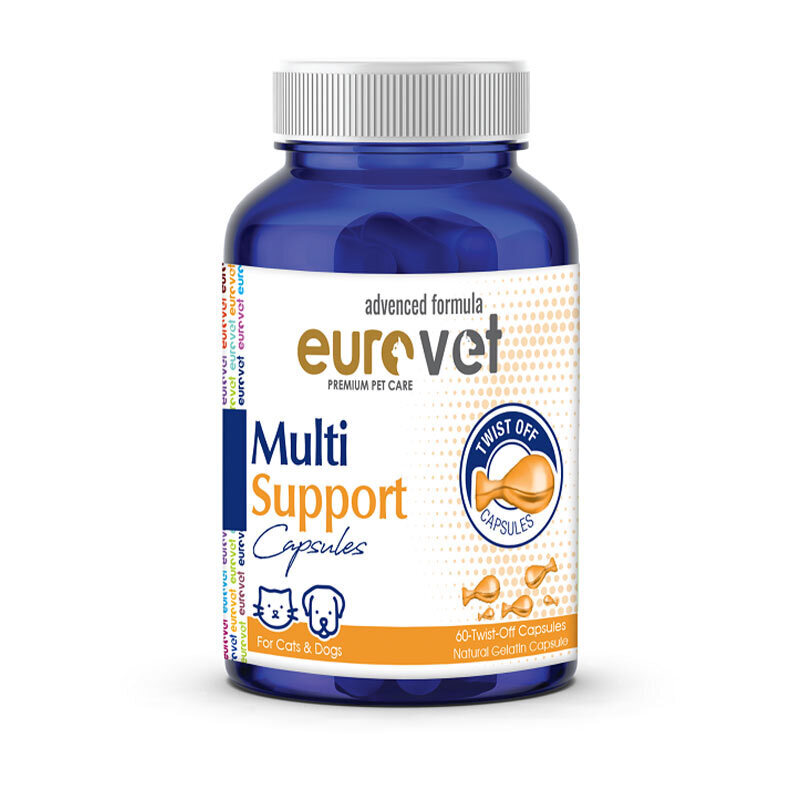  عکس بسته‌بندی قرص مولتی ویتامین تقویتی چندگانه حیوانات یورووت Europet Multi Support بسته 60 عددی 