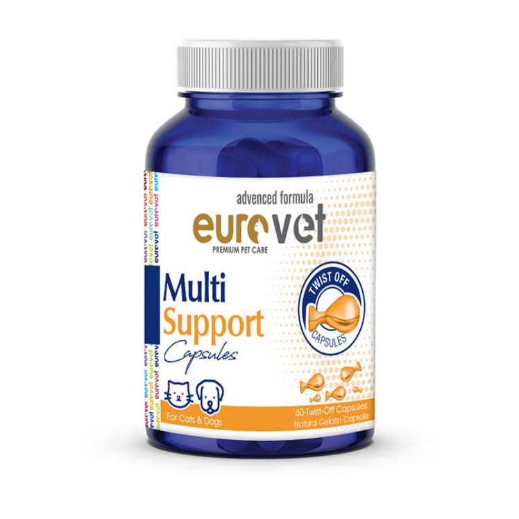 عکس بستهبندی قرص مولتی ویتامین تقویتی چندگانه حیوانات یورووت Europet Multi Support بسته 60 عددی