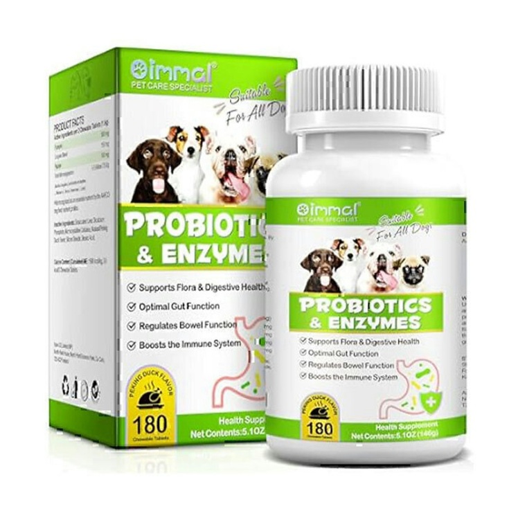 عکس خواص قرص پروبیوتیک سگ اویمال با طعم اردک چینی Oimmal Probiotics & Enzymes Dog Pill بسته 180 عددی