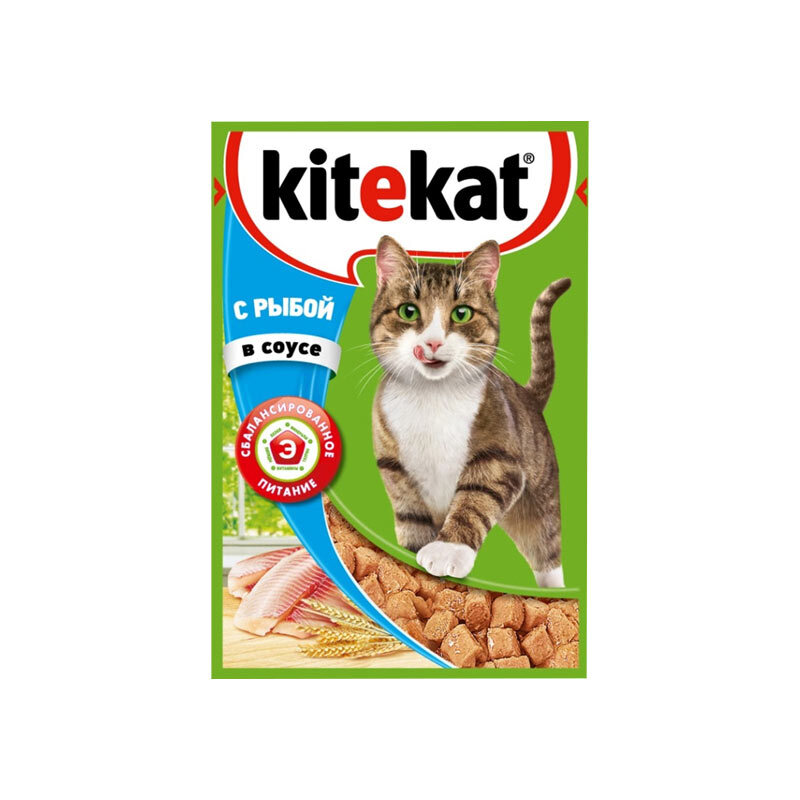  تصویر پوچ گربه کیت کت با طعم ماهی KiteKat Fish In Sauce وزن 85 گرم 