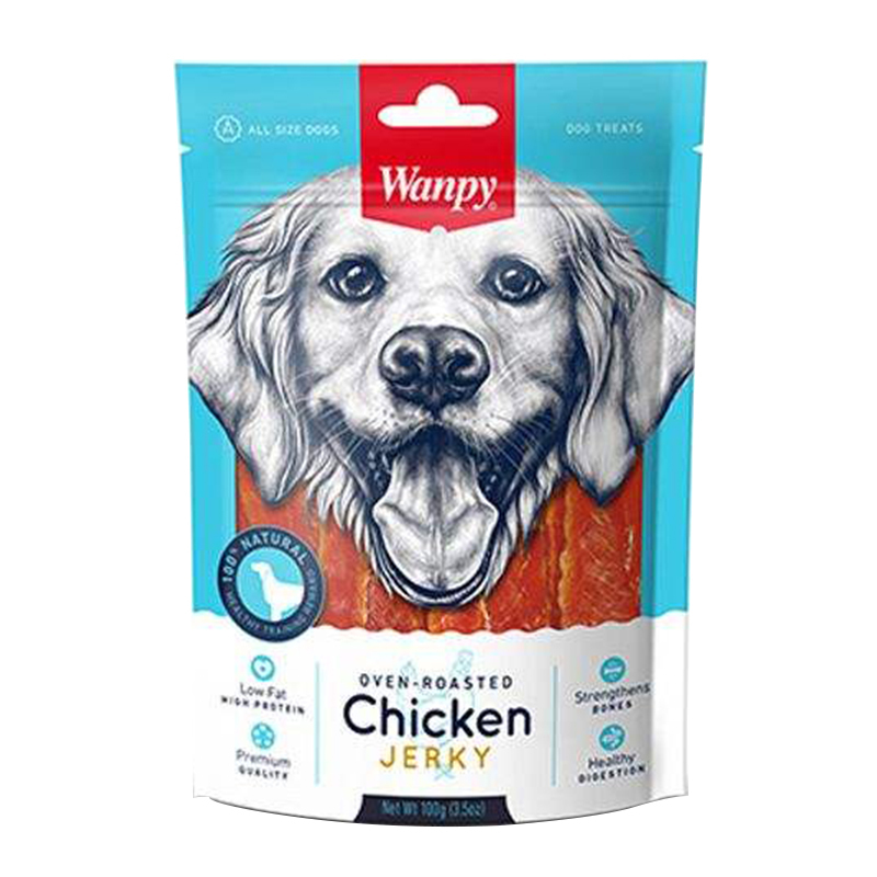  عکس بسته بندی تشویقی سگ ونپی مدل Chicken Jerky وزن 100 گرم 