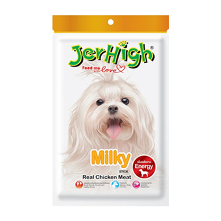 تصویر تشویقی سگ جرهای با شیری JerHigh Chicken Sticks Milky وزن 60 گرم