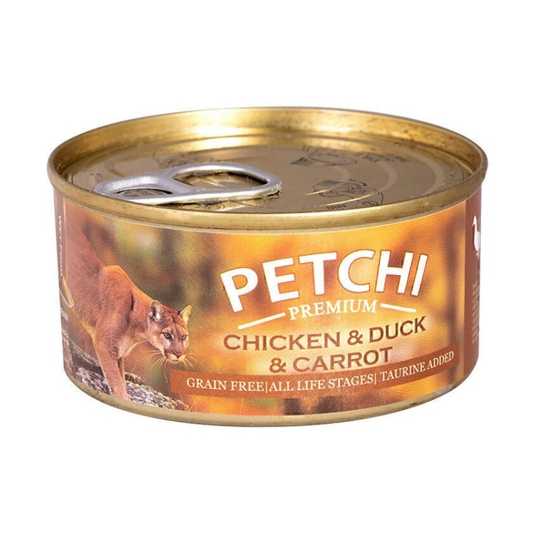 تصویر 2 کنسرو غذای گربه پتچی با طعم مرغ و اردک و هویج Petchi Chicken & Duck & Carrot وزن 120 گرم