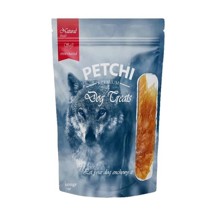 تصویر محتویات تشویقی سگ پتچی مدل Chicken Soft Strips وزن 50 گرم