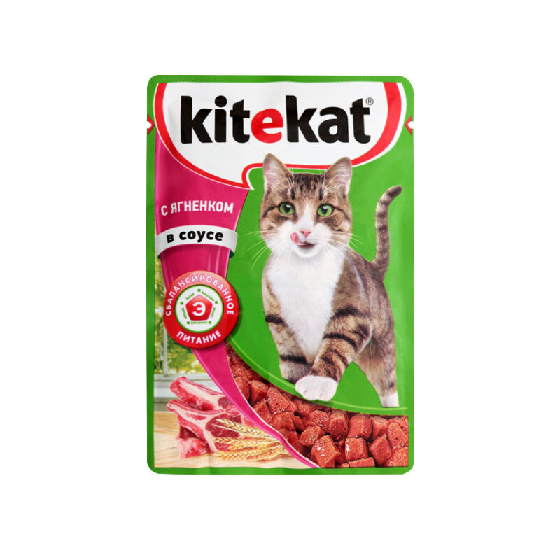  تصویر پوچ گربه کیت کت با طعم گوشت بره KiteKat Lamb In Sauce وزن 85 گرم 