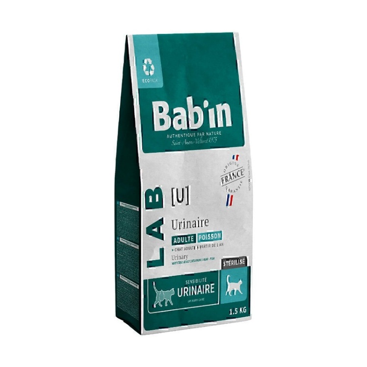 تصویر ترکیبات غذای خشک گربه مخصوص مجاری ادراری بابین Babin Adult Sterilised Urinaire وزن 1.5 کیلوگرم