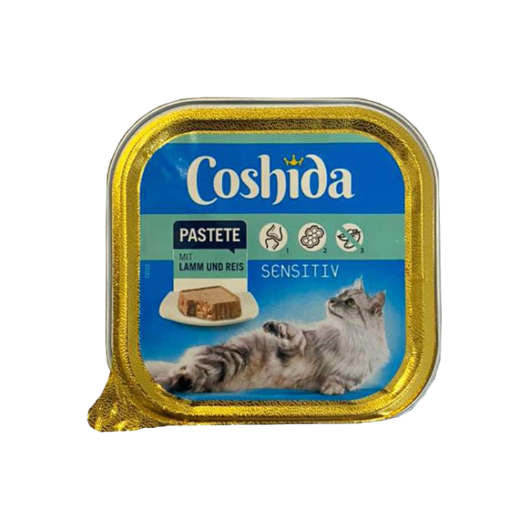 غذای کاسه ای گربه کوشیدا با طعم بره و برنج Coshida Pate Sensitiv وزن 100 گرم