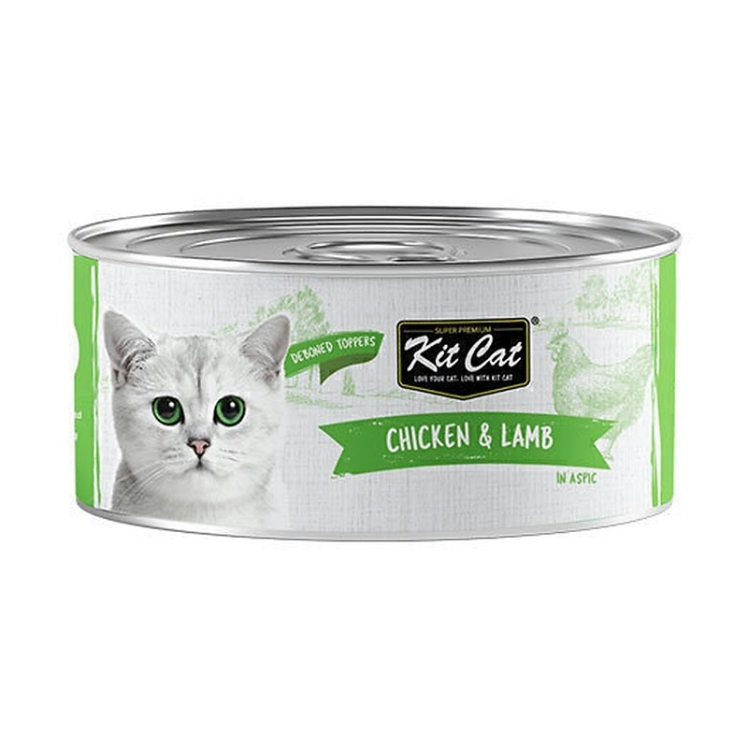 تصویر کنسرو غذای گربه کیت کت با طعم مرغ و بره KitCat Chicken & Lamb وزن 80 گرم