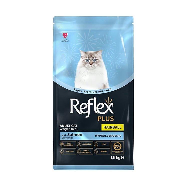 تصویر غذای خشک گربه باطعم سالمون مدل هربال رفلکس پلاس Reflex Plus Hairball & Indoor with Salmon وزن 1.5 کیلوگرم