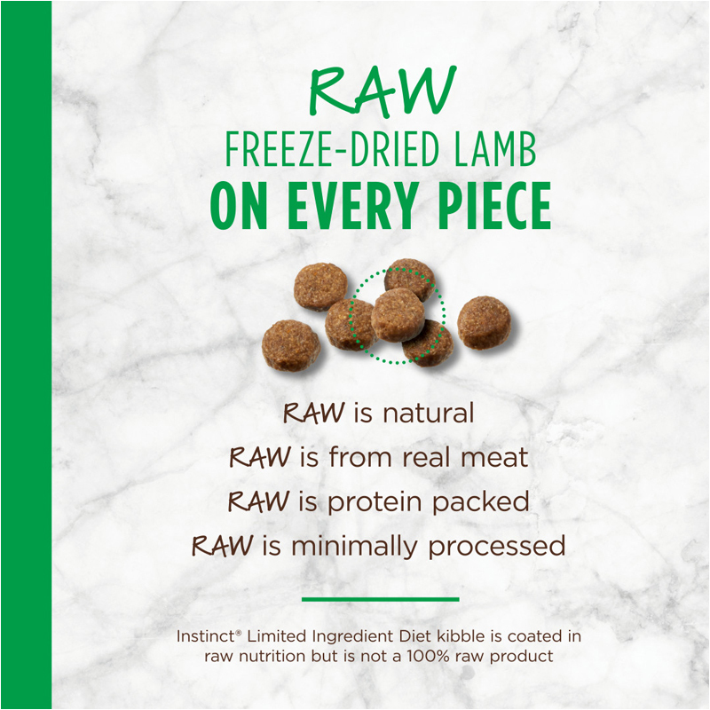  تصویر ویژگی های غذای خشک رژیمی سگ اینستینکت با طعم بره Instinct Limited Ingredient Diet Lamb وزن 9 کیلوگرم 
