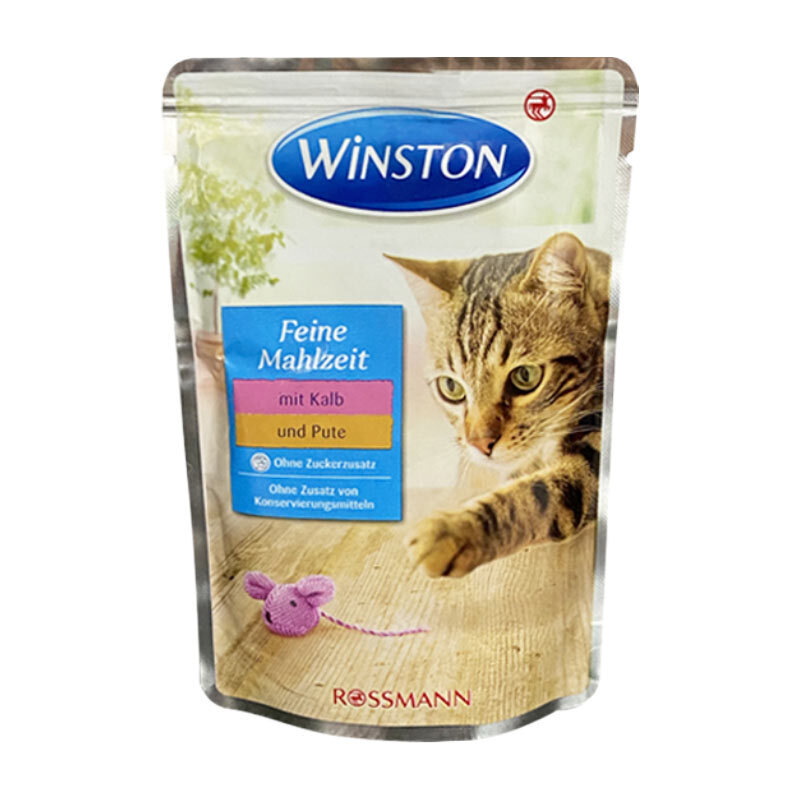  تصویر پوچ گربه وینستون با طعم گوشت گوساله و بوقلمون Winston Veal & Turkey وزن 100 گرم 