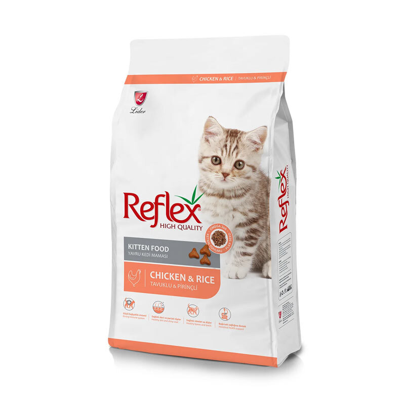  تصویر غذای خشک بچه گربه رفلکس با طعم مرغ و برنج Reflex Kitten With Chicken & Rice وزن 3 کیلوگرم 