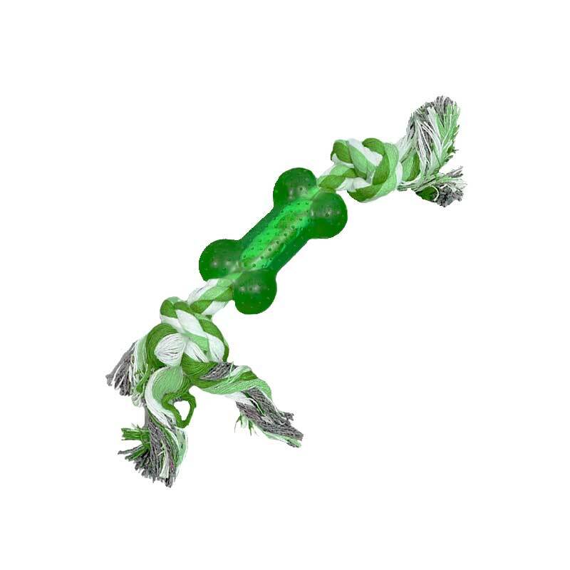  عکس اسباب بازی دندانی سگ استخوان و طناب رنگ سبز 