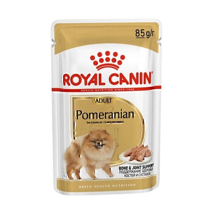 تصویر محتویات داخل پوچ سگ بالغ پامرانین رویال کنین Royal Canin Adult Pomeranian وزن 85 گرم