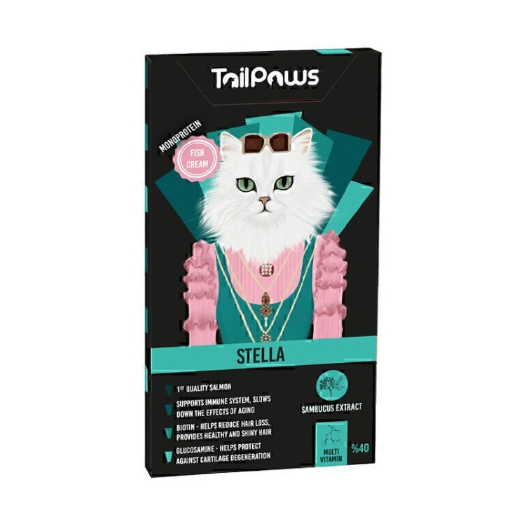 تصویر بستنی مولتی ویتامین گربه استلا با طعم ماهی TailPaws Multi Vitamin Stella Cat Treat With Fish وزن 15 گرم