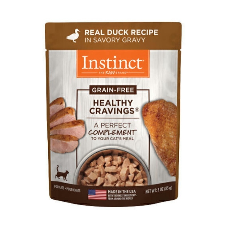 تصویر پشت پوچ گربه اینستینکت با طعم گوشت اردک در سس Instinct In Savory Gravy With Duck وزن 85 گرم