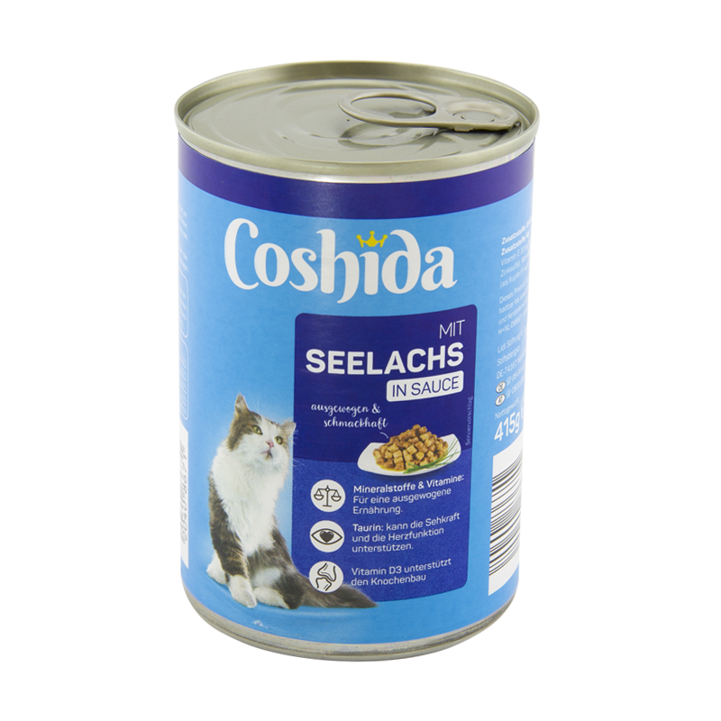  کنسرو غذای گربه کوشیدا با طعم ذغال ماهی آلاسکا Coshida Pollock وزن 415 گرم 