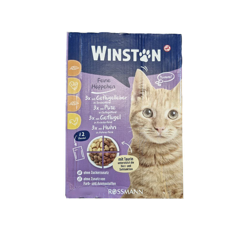  تصویر پوچ گربه وینستون با طعم گوشت پرندگان در سس Winston Poultry In Sauce Pack بسته 12 عددی 