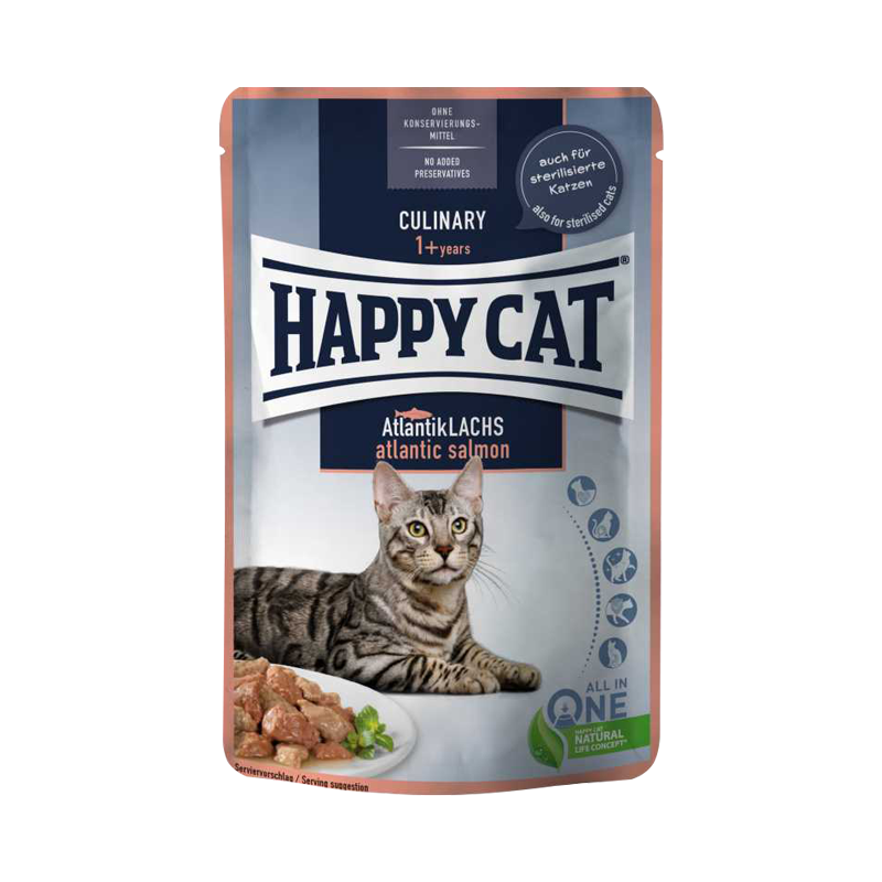  پوچ گربه هپی کت با طعم سالمون Happy Cat Culinary Atlantic Sakmon وزن 85 گرم 