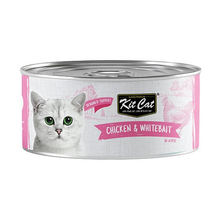 تصویر کنسرو غذای گربه کیت کت با طعم مرغ و بچه ماهی KitCat Chicken & Whitebait وزن 80 گرم