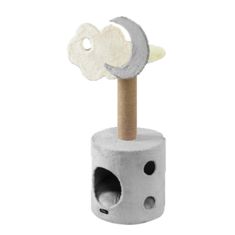 تصویر درخت گربه ابر و ماه نیناپت کد A رنگ خاکستری و شیری