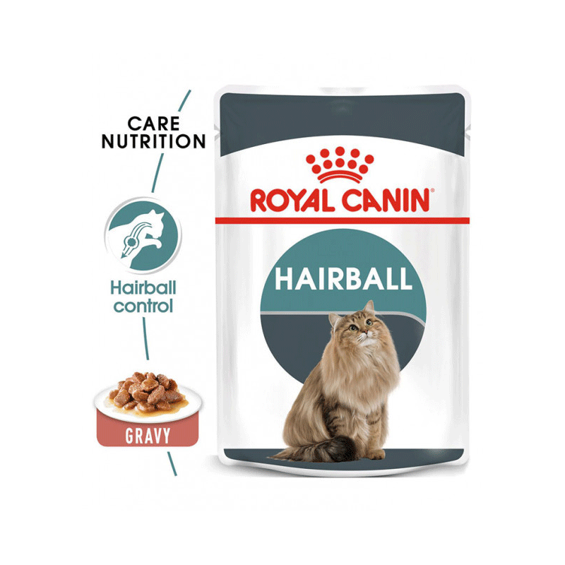  تصویر ویژگی های بسته غذای خشک و تر گربه رویال کنین مدل HairBall Care 