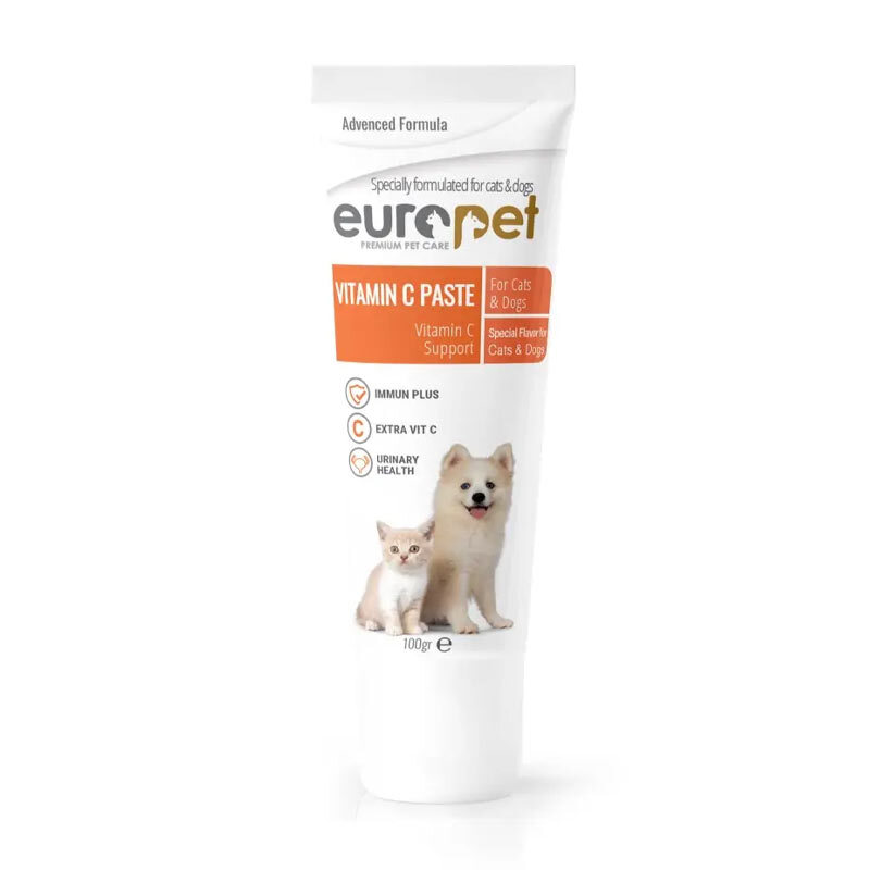  تصویر خمیر ویتامین سی یوروپت مخصوص سگ و گربه Europet Vitamin C Paste وزن 100 گرم 