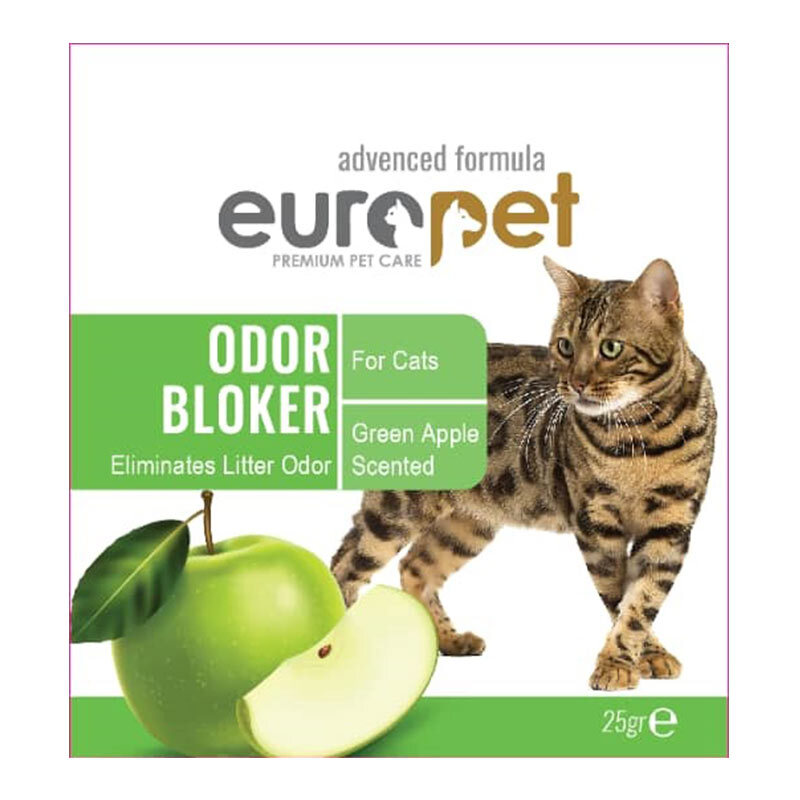  عکس خوشبوکننده خاک گربه یوروپت با رایحه سیب سبز Europet Cat Litter Deodorizer Green Apple Scented وزن 25 گرم 