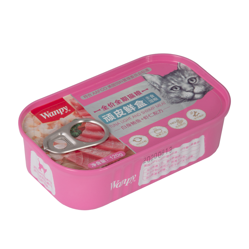  عکستبلیغاتی بسته بندی غذای کاسه ای گربه ونپی مدل Tuna & Shrimp وزن ۱۲۰ گرم 