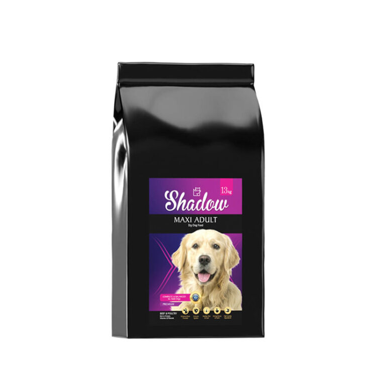 عکس بسته‌بندی غذای خشک سگ بالغ نژاد بزرگ شدو Shadow Maxi Adult وزن 13 کیلوگرم