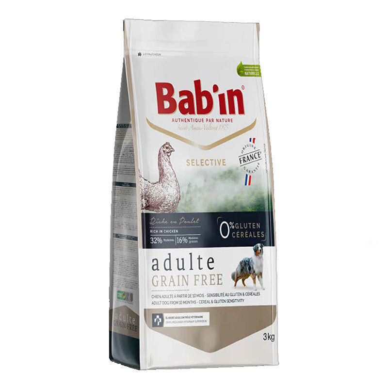  تصویر غذای خشک سگ بابین Babin Adult Chicken Grain Free وزن 3 کیلوگرم 