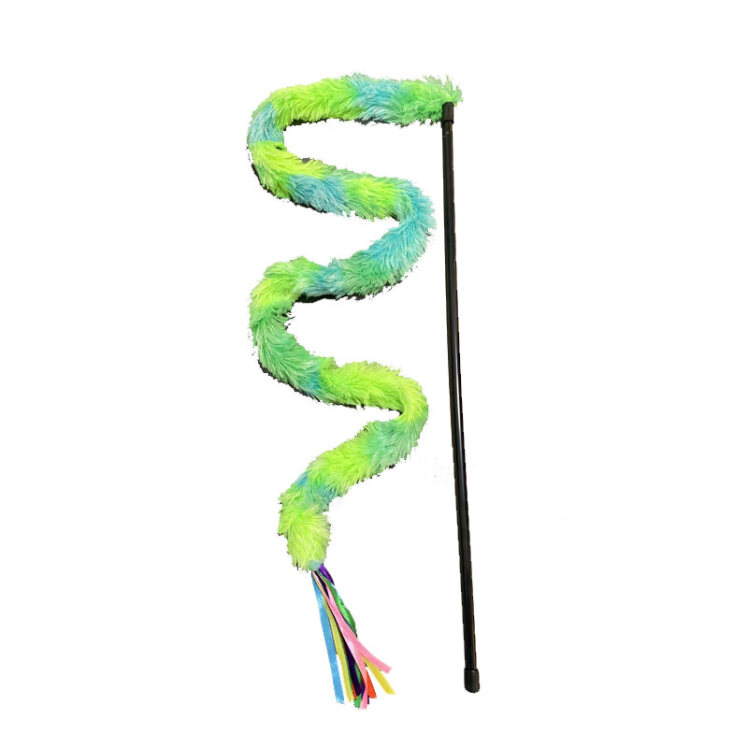تصویر چوب بازی میله ای گربه بیزتیس طرح پشمالو BeezTees Cat Fun Stick Toy رنگ سبز